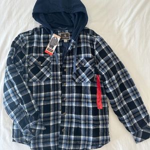 Flannel Jacket Coat Warm Hoodie Plaid Winter Casual